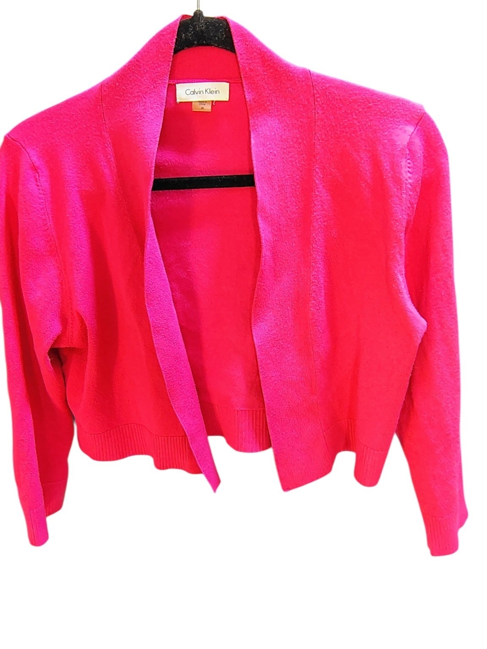 Calvin Klein Women's Bright Pink Open-Front Cardigan Y2K